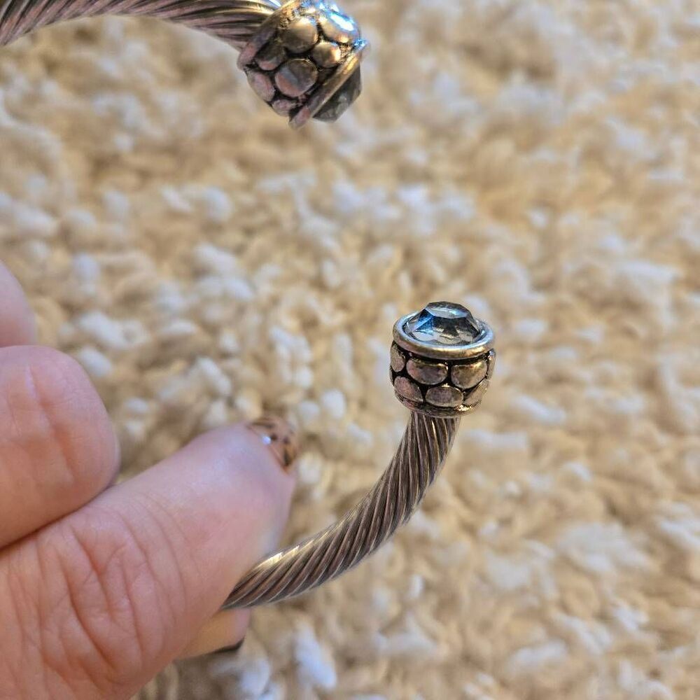Silver Twisted Cuff Bracelet Rhinestone - Picture 4 of 6